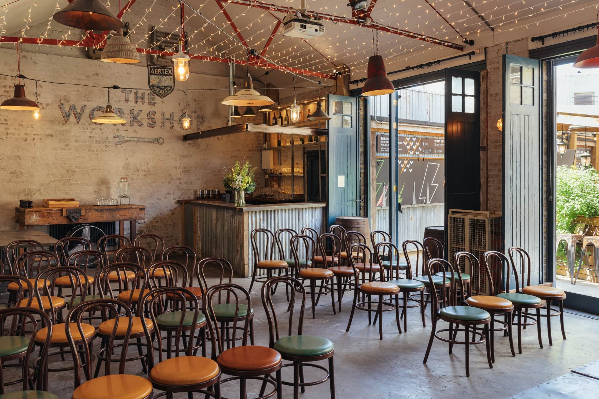 Private event space set up for conference